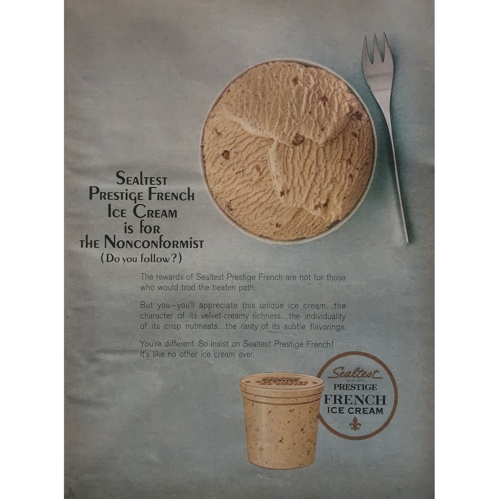 Sealtest Ice Cream Magazine Ad 1960s Prestige French Mid-Century 10x13